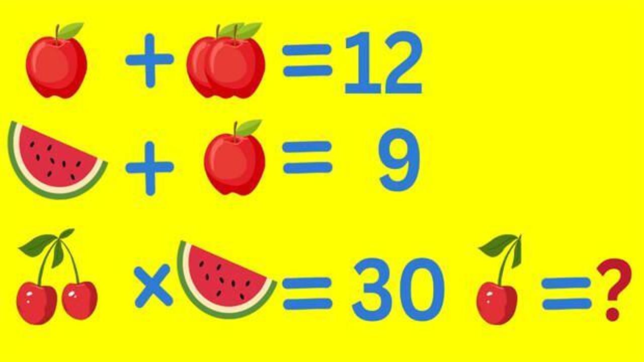 Meyve kodu kırma bulmacası: Denklemleri tamamlayarak kirazın değerini bulabilir misin?