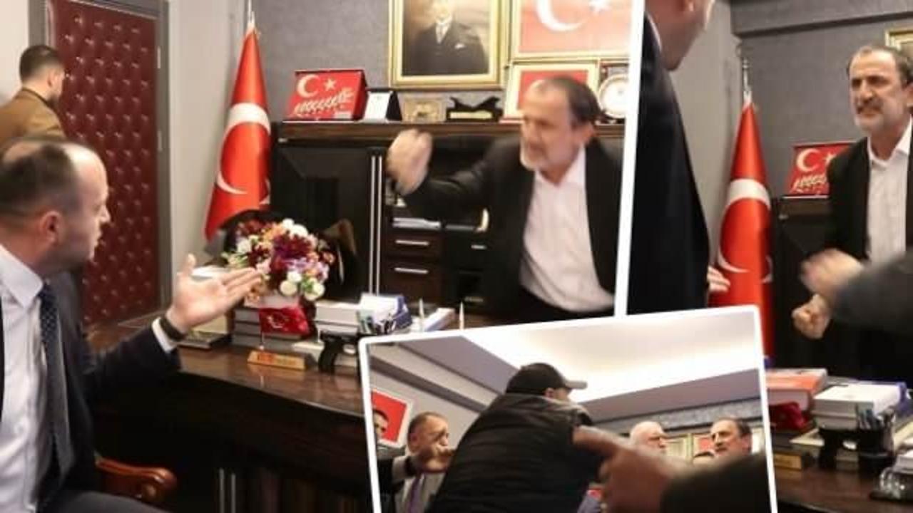 Makam odasındaki kavganın yeni görüntüsü… Sarılıp kucaklaştıktan sonra yine gerilim