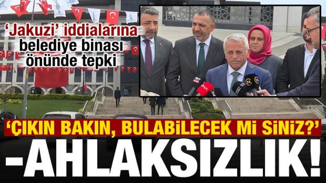 ‘Jakuzi’ iddialarına belediye binası önünde tepki: İftira, ahlaksızlık!