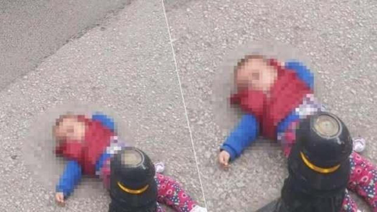 Şoke eden görüntü! 7 aylık bebeğini yolun kenarına bıraktı