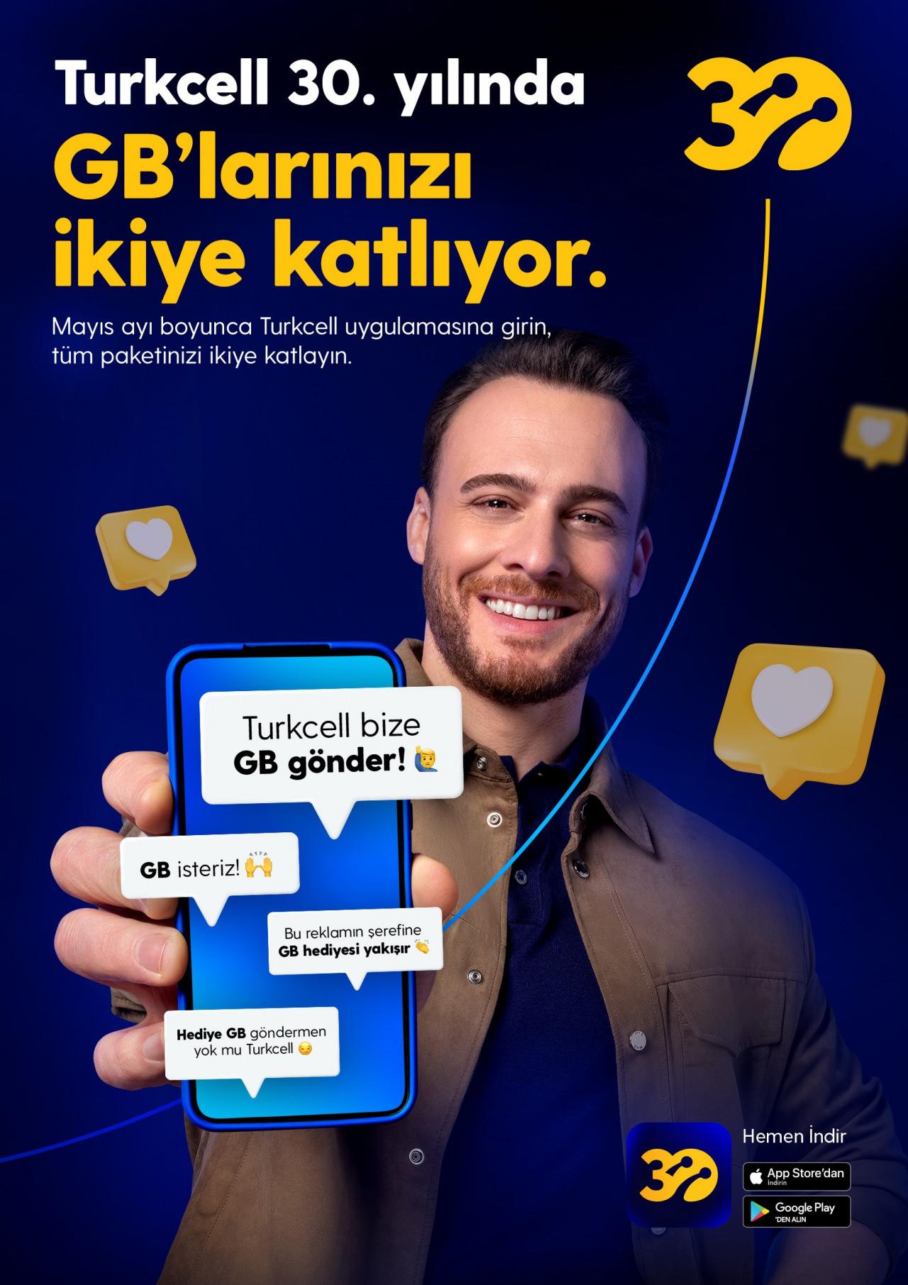 Turkcell 30. yılında GB’ları ikiye katlıyor!